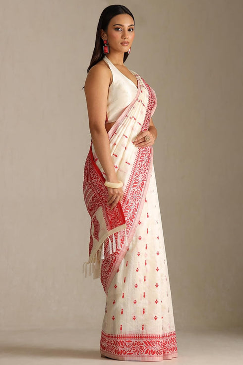 Vasthrlay White Tussar Design