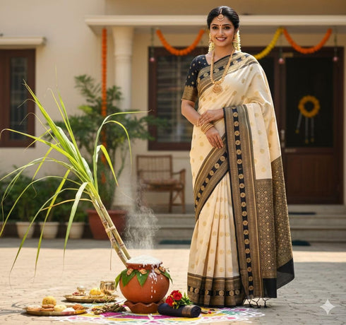 Vasthrlay Charcoal Banarasi Geometric Unstitched