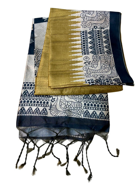 Vasthrlay Tussar Kalamkari Madhubani Border Blouse