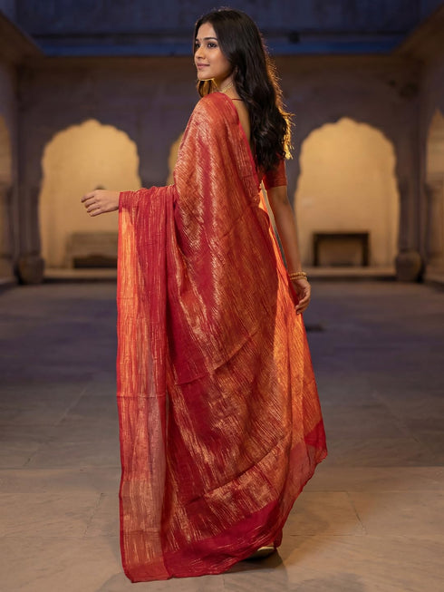 Vasthrlay Orange Unstitched Rt Ethnic Wear