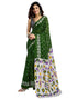 Vasthrlay Womens Printed Green Saree With Black Unstitched Blouse Piece