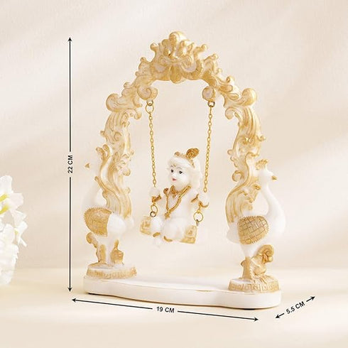 Karigaari India Lord Krishna on Swing Idol – Bal Gopal Jhula Murti