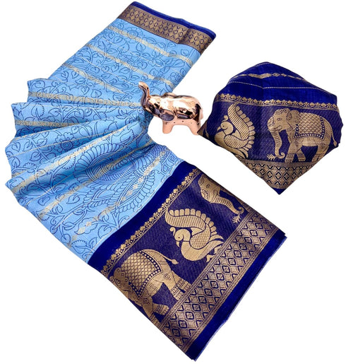Vasthrlay Kalamkari Contrast Royalblue
