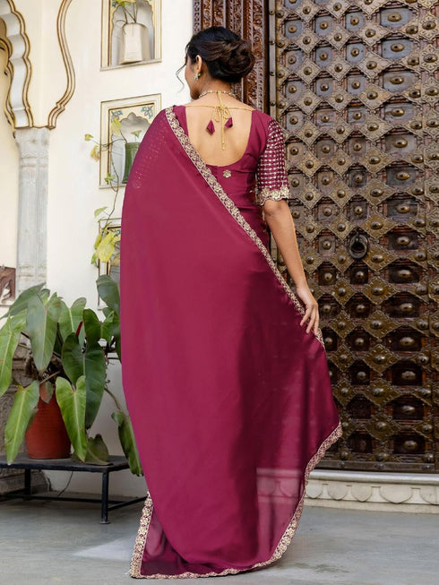 Vasthrlay Sequins Embroidery Black Saree