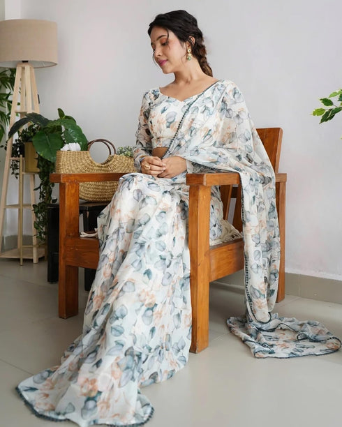 VasthrlayGeorgette Printed Unstitched Leaf Black Free Ethnic Wear