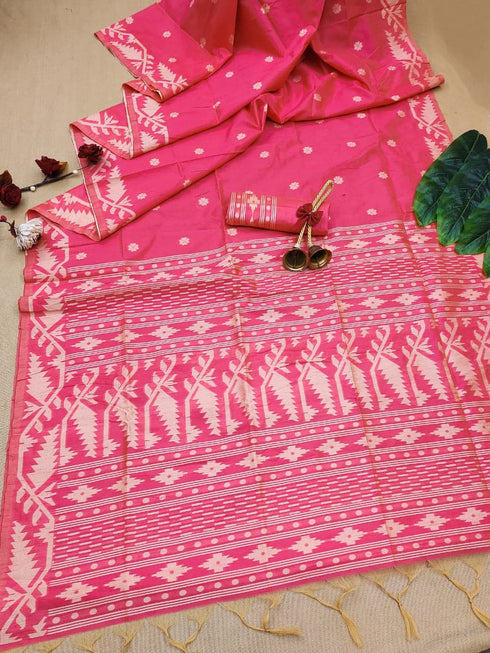 Vasthrlay Tussar Kalamkari Geometric Design Thread