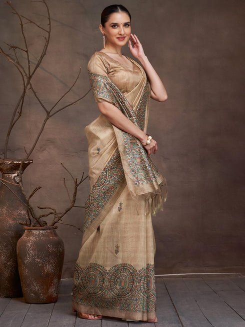 Vasthrlay Madhubani Printed Unstitched Hs Ethnic Wear