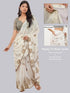 Vasthrlay Off White Multi Print Design Linen Ready To Wear Saree