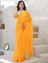 Vasthrlay Womens Printed Yellow Saree With Unstitched Blouse Piece