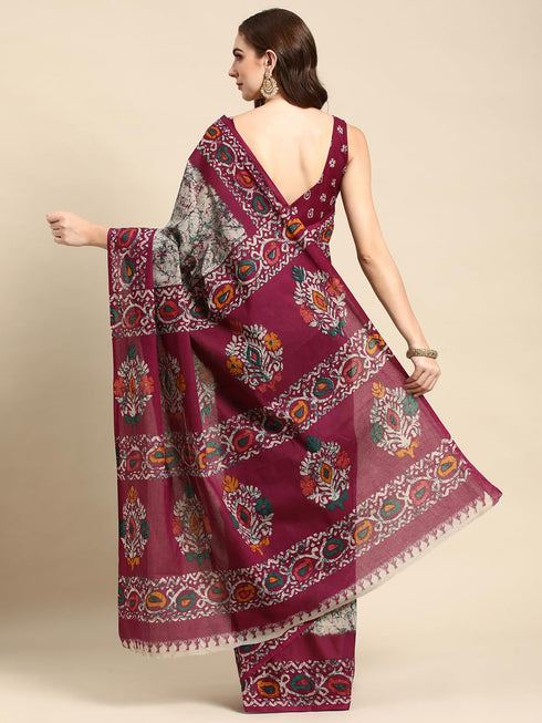 Vasthrlay Cotton Printed Mulmul Black Saree