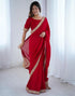 Vasthrlay Sequence Embroidery Unstitched Red Saree