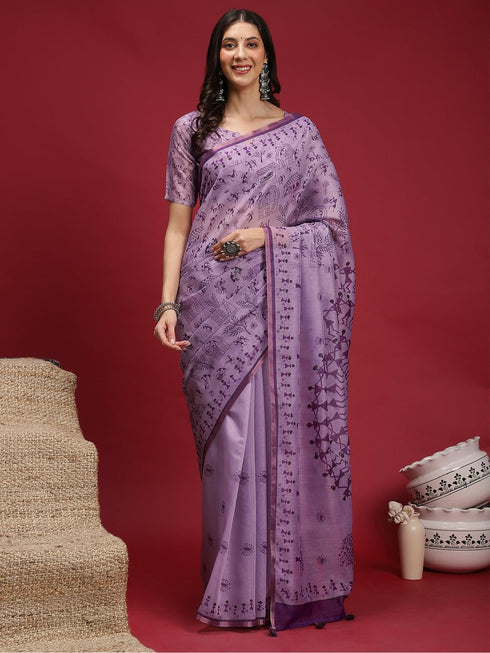Vasthrlay Madhubani Printed Unstitched Hs Ethnic Wear