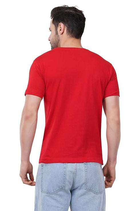 Caseria Men's Round Neck Cotton Half Sleeved T-Shirt
