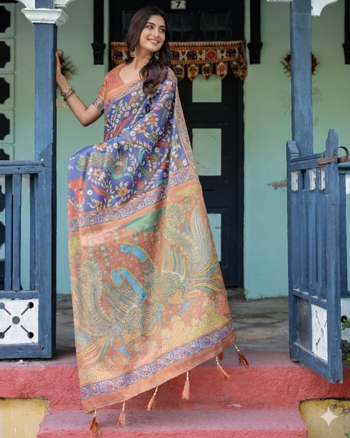 Vasthrlay Printed Handloom Contrast Unstitched