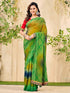 Vasthrlay Georgette Bandhani Lime Green Saree With Unstitched Blouse Piece