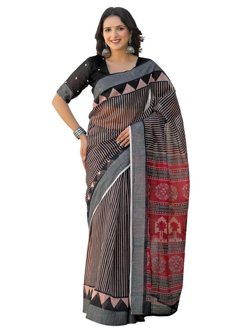 Vasthrlay Bandhani Embroidery Unstitched White Saree