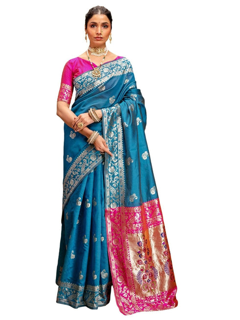 Vasthrlay Weaving Paithani Unstitched Maroon Saree