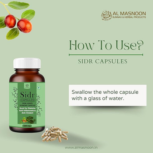 Al Masnoon Sidr Capsules | Sidr Leaves Capsules 500mg | Beri Leaves capsule