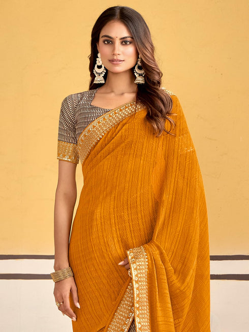 Vasthrlay Georgette Embroidered Unstitched Designer Ethnic Wear