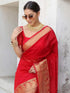 Vasthrlay Womens Organza Unstitched Red Saree