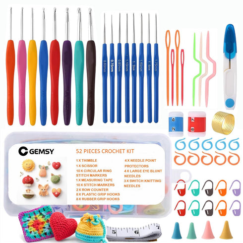 52 Pcs Knitting Crochet Hook Needle Set