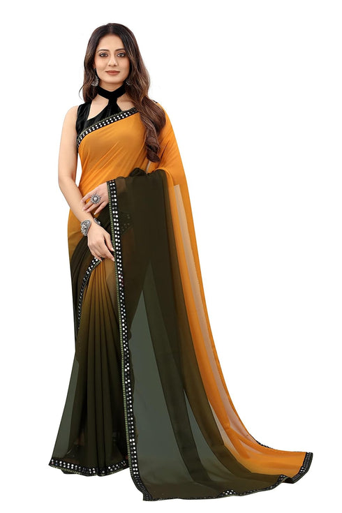Vasthrlay Georgette Embroidered Mahendi Traditional