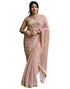 Vasthrlay Georgette Leheriya Pink Saree With Unstitched Blouse Piece