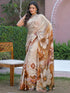 Vasthrlay Womens Printed Unstitched Off White Saree