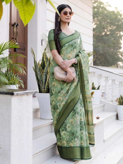 Vasthrlay Weaving Printed Mauve Saree