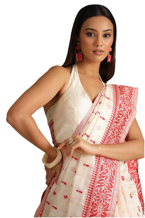 Vasthrlay White Tussar Design