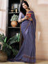 Vasthrlay Womens Printed Unstitched Purple Saree