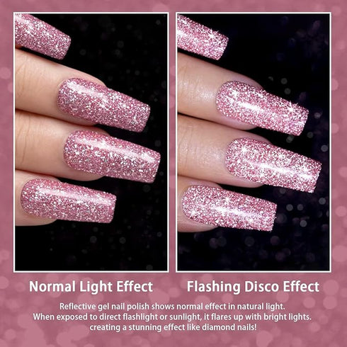 Bolt Bee Glitter Gel Polish Rose Gold Reflective Holographic Gel Nail Polish