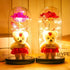 Wishpitara Valentines Day Artificial Rose Flower Light Gift in Glass Dome with Teddy