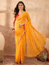Vasthrlay Vasthrlaywomensyellowgeorgettebandhaniprintembroideredlaceworksareewithunstitchedblousepiece Sareeforwoman Designersareeforwomen Tr Ethnic Wear