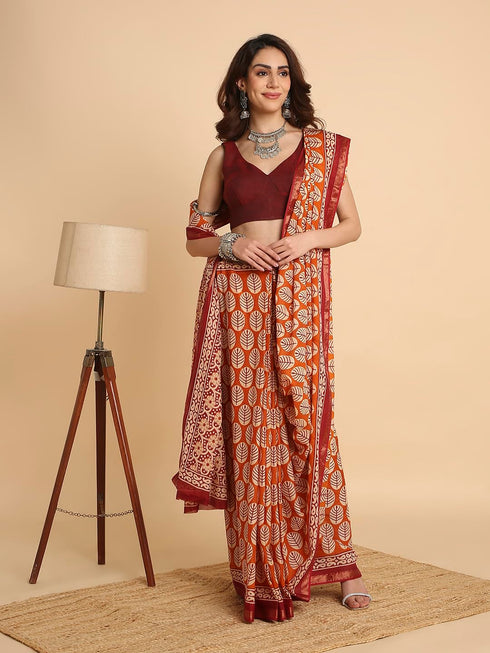 Vasthrlay Lightweight Breathable Traditional Printed Saree