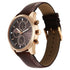 Sonata Magna Quartz Multifunction Brown Dial Rose Gold Leather Strap Watch For Men