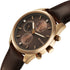Sonata Magna Quartz Multifunction Brown Dial Rose Gold Leather Strap Watch For Men