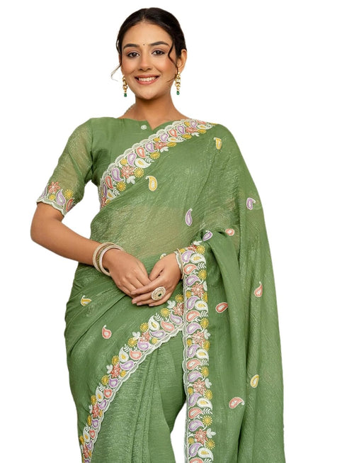 Vasthrlay Sequins Embroidery Black Saree