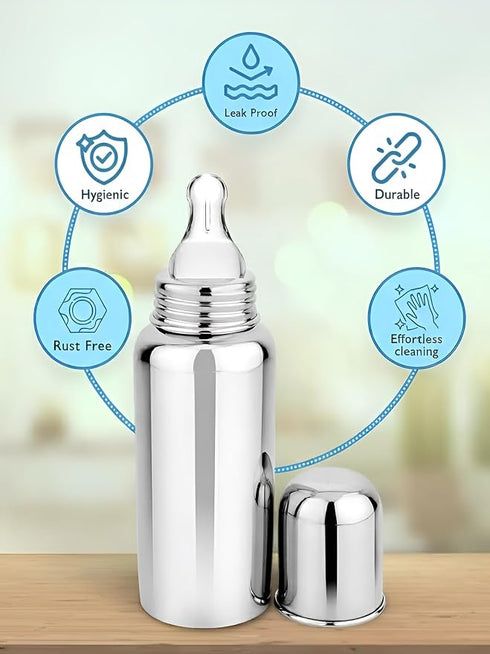 Stainless Steel Bottle With Soft Cozy Velvet Cover And Nipple