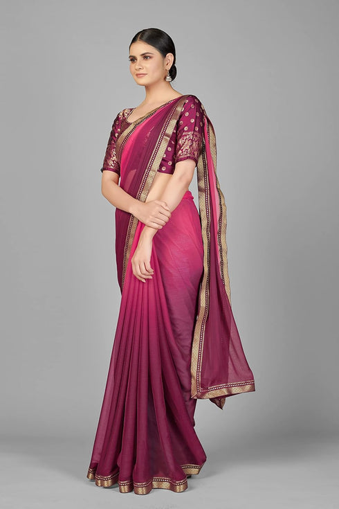 Vasthrlay Two Tone Georgette Turquoise Embroidered