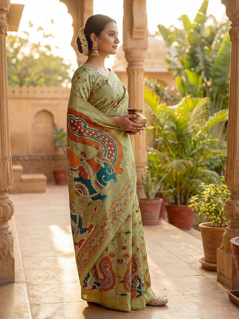 Vasthrlay Banglori Printed Dusty Saree