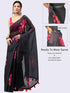 Vasthrlay Black Womens Ready To Wear One Minute Linen Fabric Saree