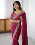 Vasthrlay Georgette Embroidery Unstitched Pink Saree
