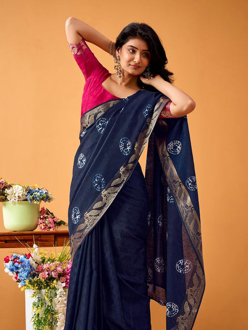 Vasthrlay Bandhani Printed Rama Saree