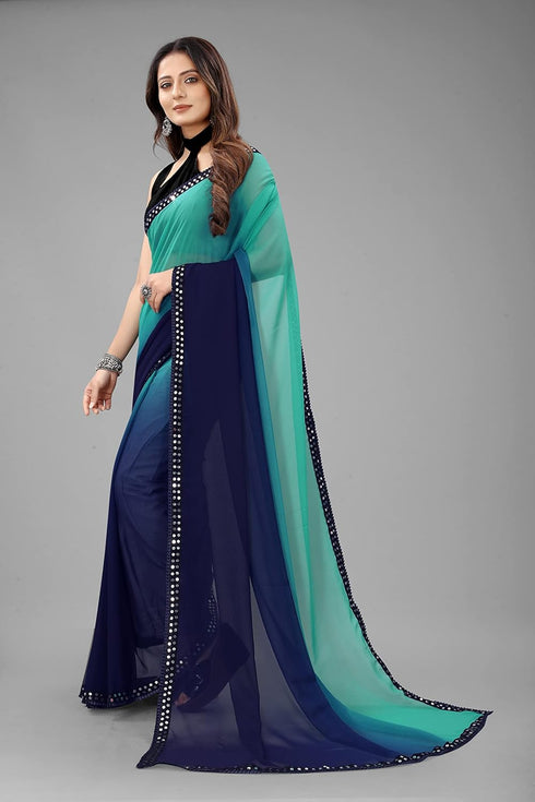 Vasthrlay Georgette Embroidered Mahendi Traditional