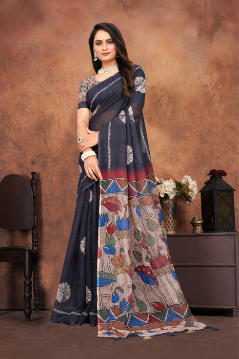 Vasthrlay Cotton Kalamkari Border Matching