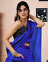 Vasthrlay Printed Chanderi Unstitched Teal Saree