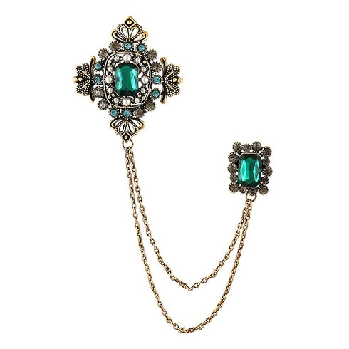 Mahi Victorian Style Artificial Pearl | Crystal Sherwani Brooch Pin