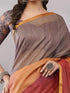 Vasthrlay Women'S Multicolor1Chevron Printed Linen Saree With Unstitched Blouse