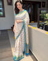 Vasthrlay Banarasi Jacquard Unstitched Beige Saree